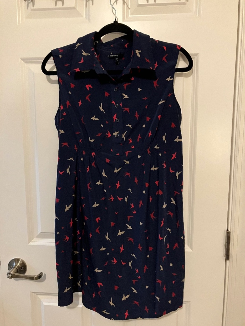 Gap Maternity size S navy blue pink bird print empire waist mini dress tunic